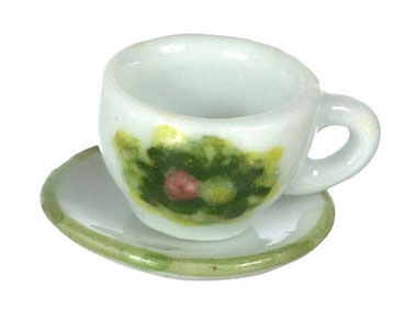 Dollhouse Miniature Cup & Saucer, Spring